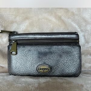 Vintage Fossil Women's Metallic Gray wallet cardholder